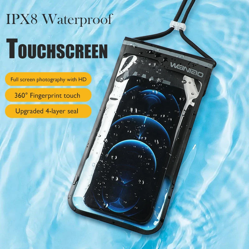 7.5 collas Ūdensizturīgs Tālrunis Soma Touch Screen Peldēšana Takeaway Riteņbraukšana Niršanas Drifta Karstā Pavasara Ūdensnecaurlaidīgs Tālruņa Turētājs Maisiņš2