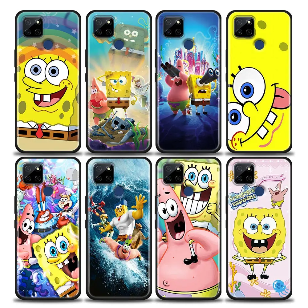 Laimīgs S-SpongeBob S-SquarePants Telefonu Gadījumā Par OPPO Realme X50 XT X 11 10 9 9.I 8 8I 7 6 Pro Plus 5G Gadījumā Būtiska Coque Korpusa Vāka0