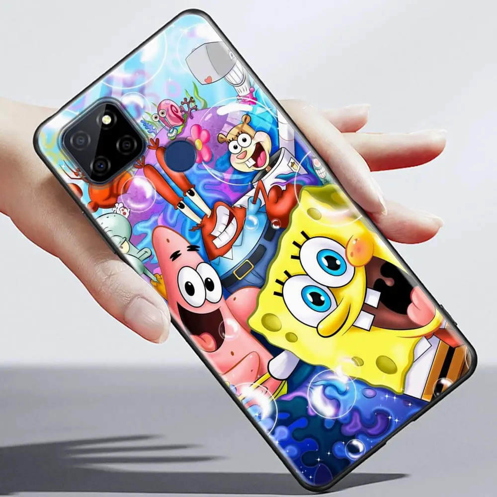 Laimīgs S-SpongeBob S-SquarePants Telefonu Gadījumā Par OPPO Realme X50 XT X 11 10 9 9.I 8 8I 7 6 Pro Plus 5G Gadījumā Būtiska Coque Korpusa Vāka3