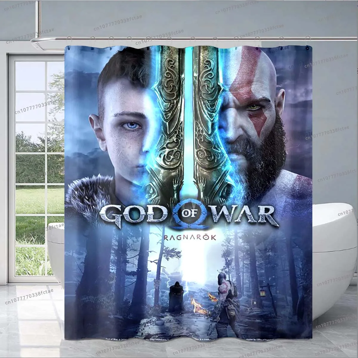 3D Spēle, Kara Dievs Dušas Aizkars Spēlētājs Apdare Vannas istaba Dušas Aizkars Pieaugušo Bērnu Vannas Dušas Aizkars Dzimšanas dienas Dāvana2