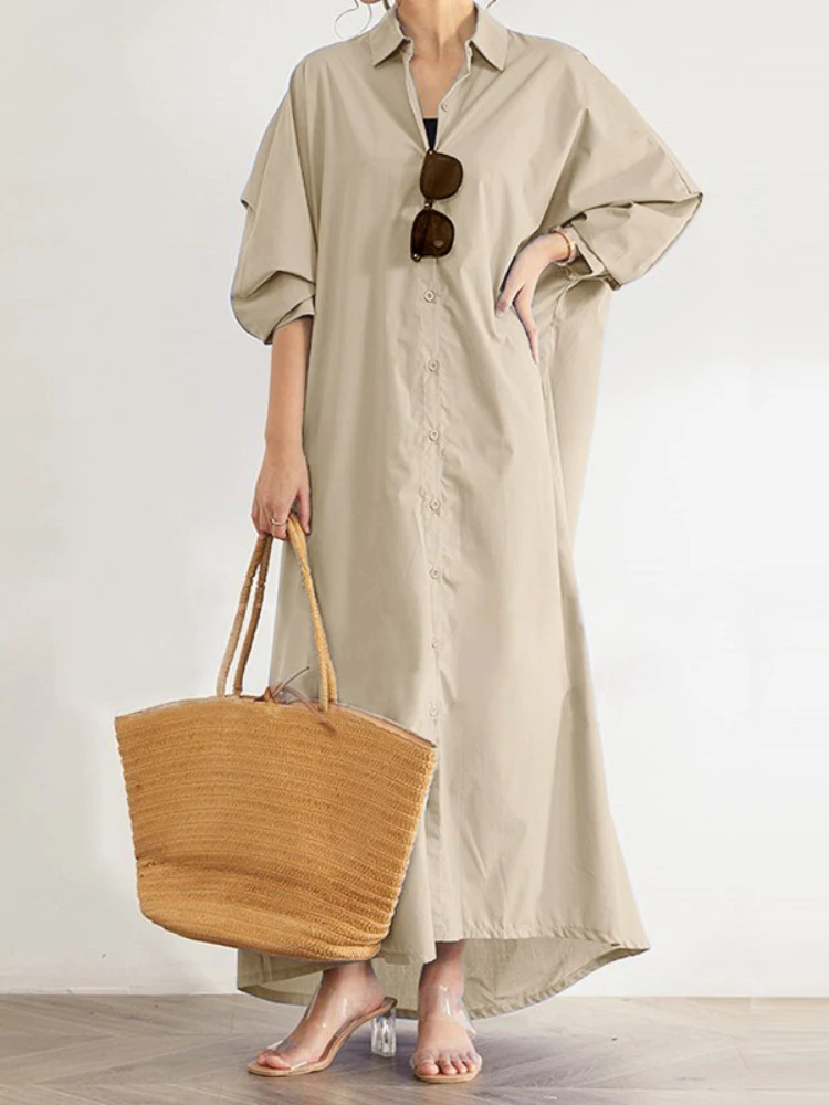 Formālās Kleitas Jaunas Kleitas Sievietēm 2023 Cietā BRĪVS Krekls ar garām Piedurknēm Apkakli Garās Kleitas Streetwear Elegants Puse Drēbes1
