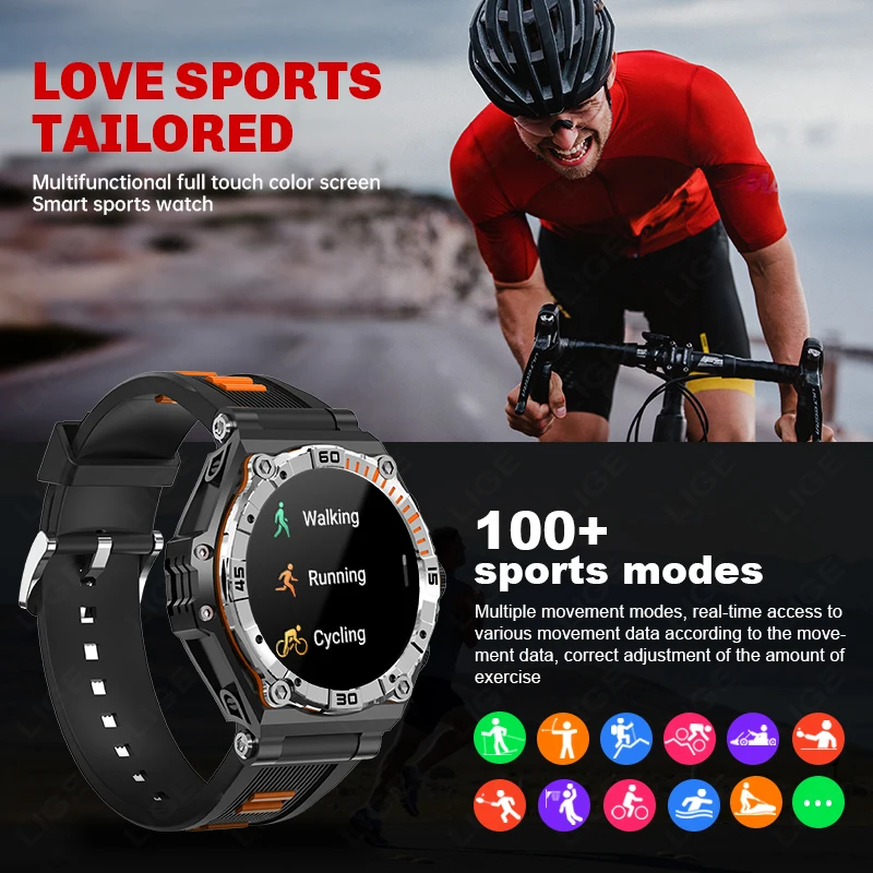 LIGE 700 mAH Akumulators AMOLED Smart Skatīties Vīrieši HD Ekrānu, Bluetooth Zvanu Sporta Fitnesa Pulksteņi IP68 Ūdensnecaurlaidīga Smartwatch Par Xiaomi1