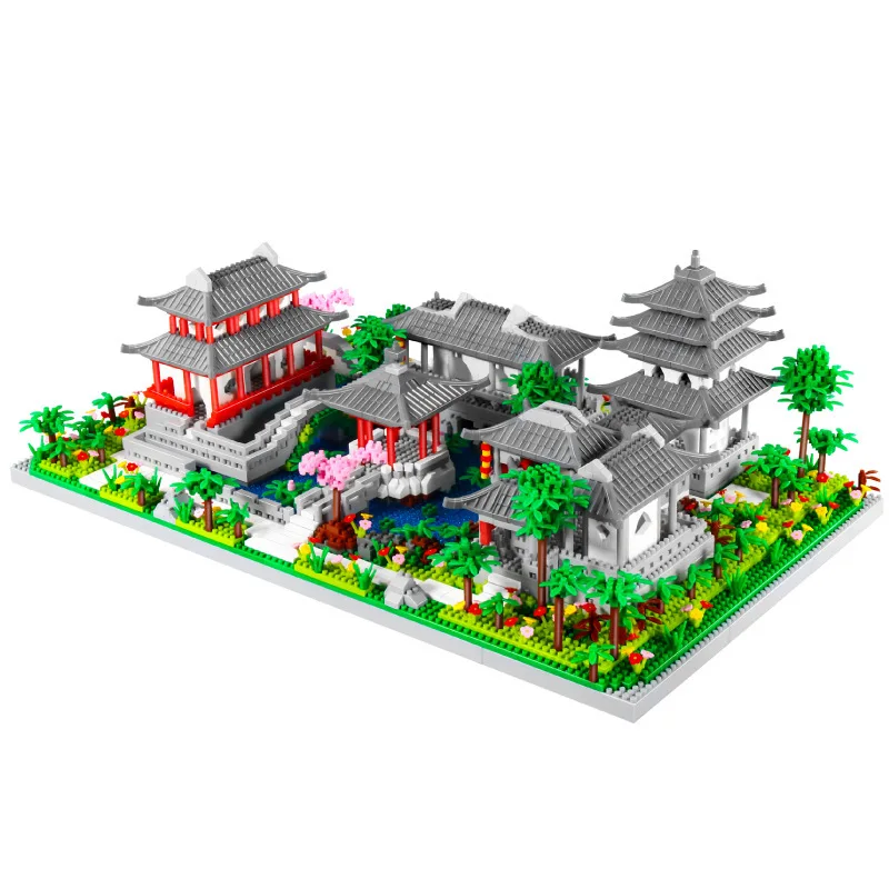 Ķīnas Senā Dārza Stils Celtniecības Bloki Diy Arhitektūras Grove Park Salikt Ķieģeļus Set Home (Sākuma Galda Dekoru, Dāvanu1