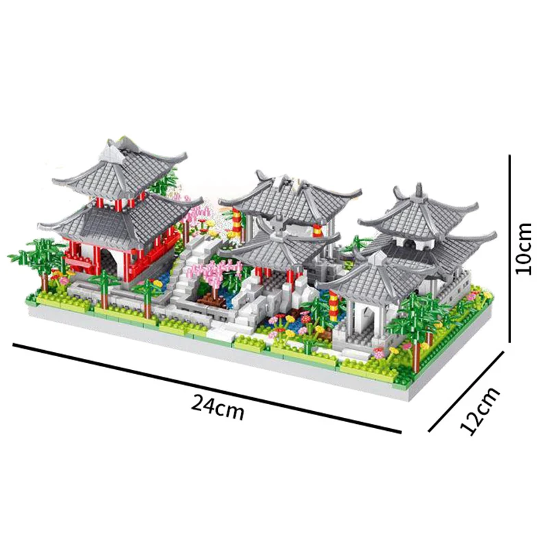 Ķīnas Senā Dārza Stils Celtniecības Bloki Diy Arhitektūras Grove Park Salikt Ķieģeļus Set Home (Sākuma Galda Dekoru, Dāvanu4