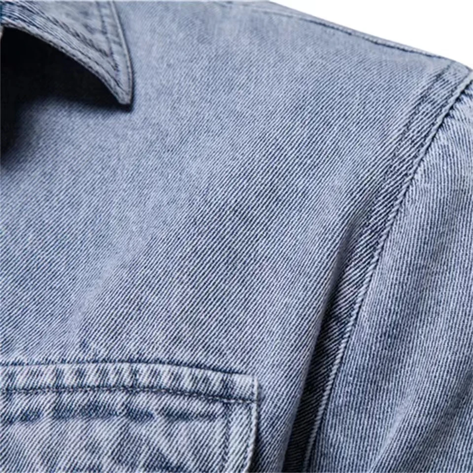 Pavasara Modes 100% Kokvilnas Džinsa Krekli Streetwear Vīriešiem Gadījuma Biezs Krekls ar garām Piedurknēm Vīriešiem Augstas Kvalitātes Vīriešu Krekli Mēteļi3