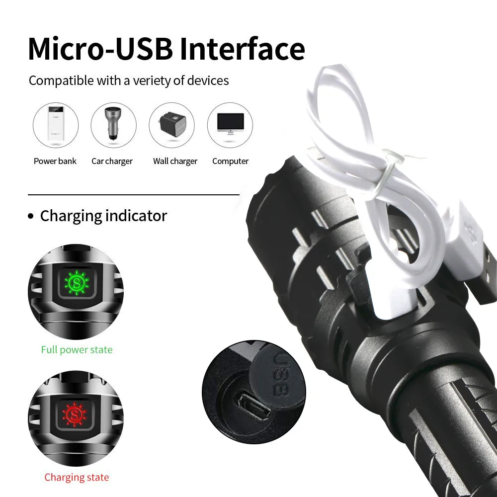 Augstas Lūmeni Profesionāla LED Lukturīti, Medībām Taktiskās Scout Lāpu Gaismas L2 USB Uzlādējams LED Ūdensizturīgs Fishlights3
