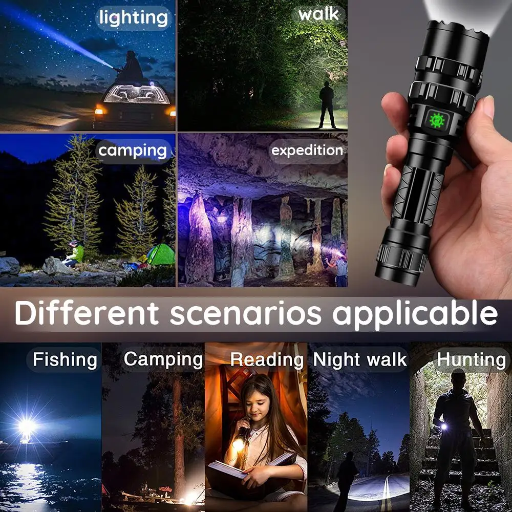 Augstas Lūmeni Profesionāla LED Lukturīti, Medībām Taktiskās Scout Lāpu Gaismas L2 USB Uzlādējams LED Ūdensizturīgs Fishlights5