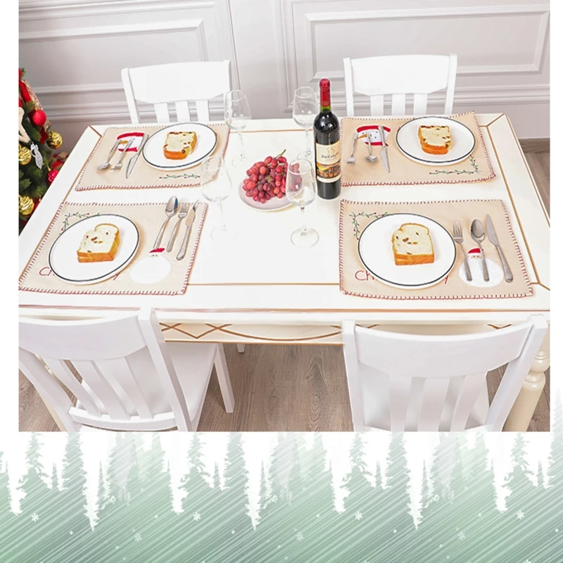 Ziemassvētku Modelis Virtuves Placemat Pusdienu Galda Pārklāji Dzērienu Paliktņi Rietumu Pad Kokvilnas Veļa Kausa Mat Galda Ēdināšana3
