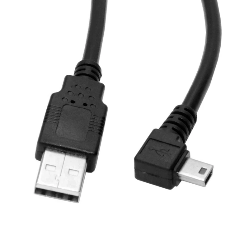 5X 1.8 M Mini USB B Tips 5Pin Vīriešu 90 Grādu pa Kreisi Leņķveida USB 2.0 Vīriešu Datu Kabeli, Melna Krāsa3