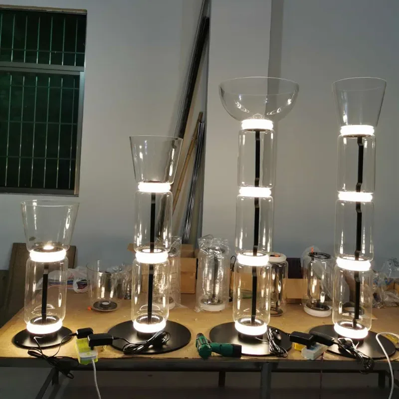 Ziemeļvalstu Radošo Stikla Grīdas Lampas Dzīvojamā Istabā Studiju Guļamistaba Dizainers Bambusa Kopīgu Gaismas Skaidrs Vertikālām Led Galda Lampas1