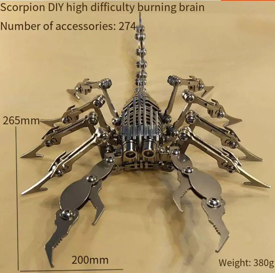 DIY Montāža Scorpion Modelis Mehāniskās Nerūsējošais Tērauds Statiskās 3d Puzzle Montāža Insektu Smadzeņu Dedzināšana Modeli, Radošu Rotājumi5