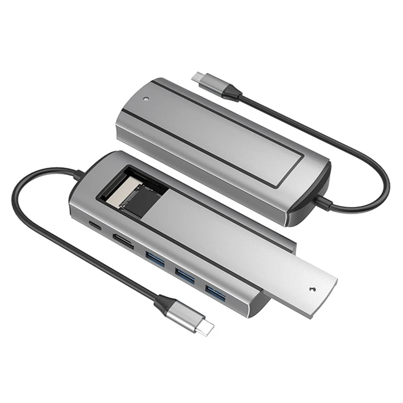 6-In-1 M. 2 SSD USB HUB C dokstacija Ar Diska atmiņas USB 3.0 C Tipa Uz Saderīgām - Laptop portatīvie datori0