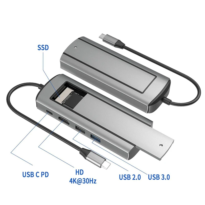 6-In-1 M. 2 SSD USB HUB C dokstacija Ar Diska atmiņas USB 3.0 C Tipa Uz Saderīgām - Laptop portatīvie datori4
